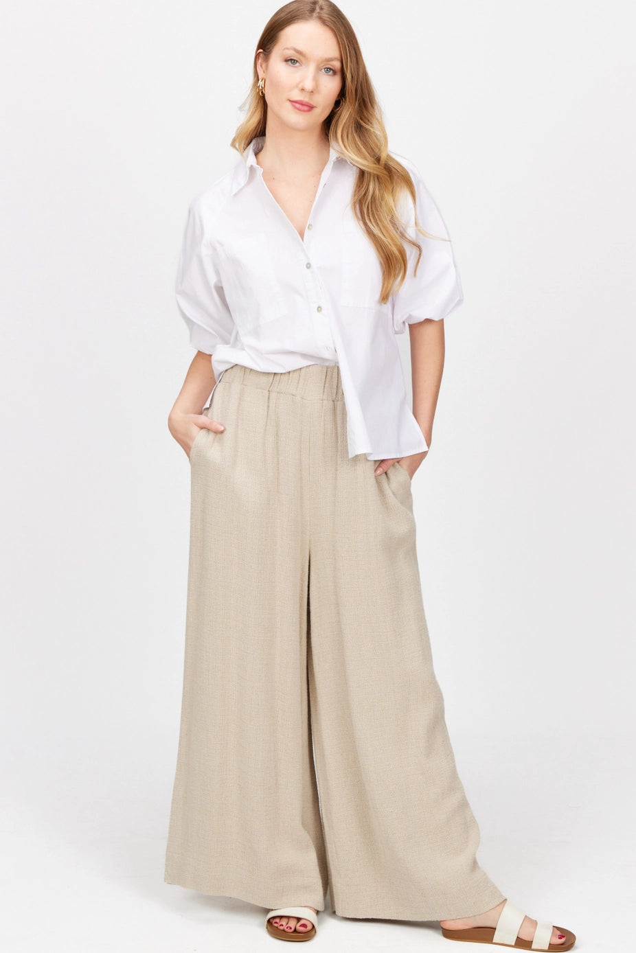 Poplin Puff Sleeve Button Up Shirt