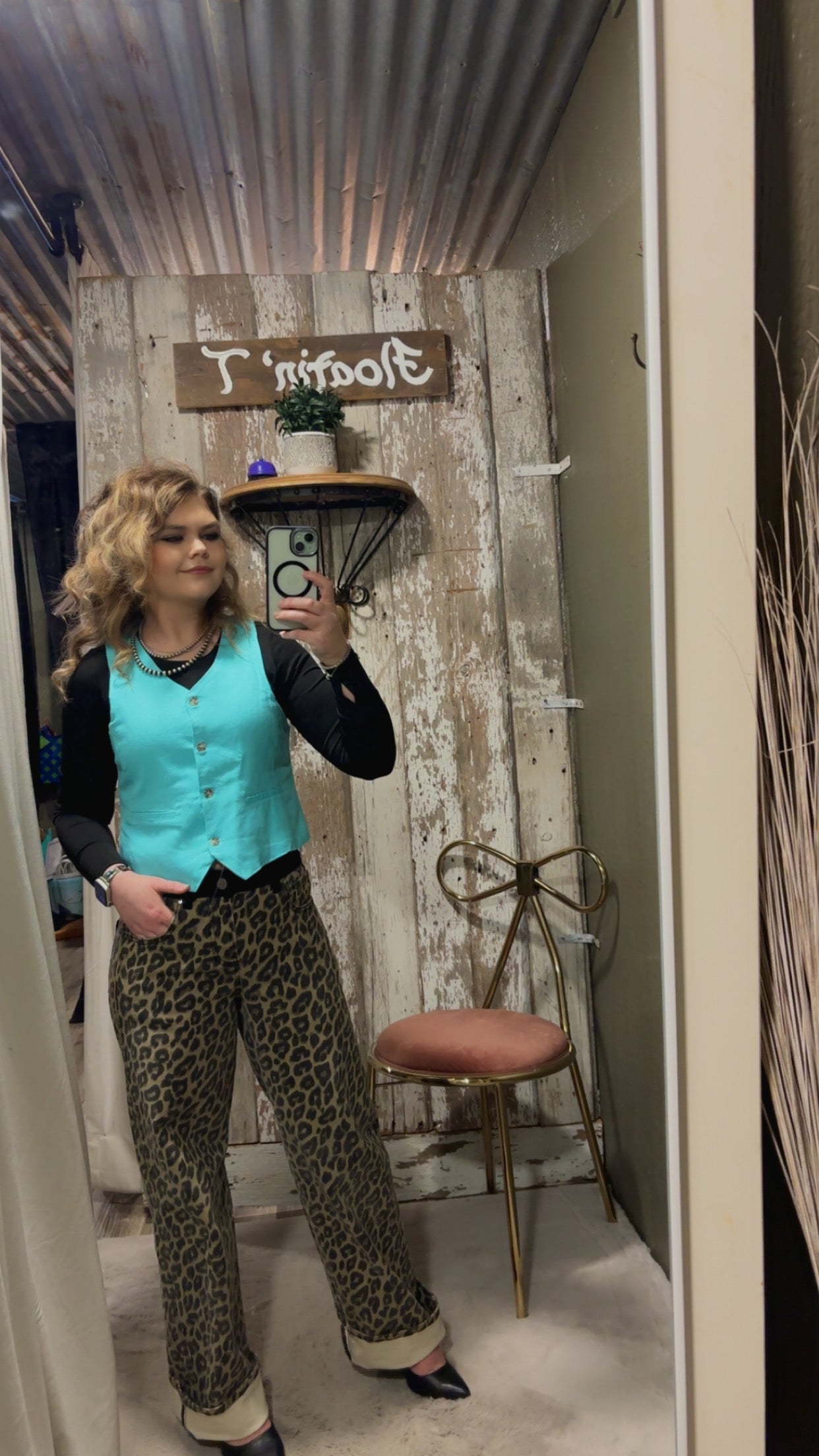 Risen High Rise Wide Leg Leopard Print Pants