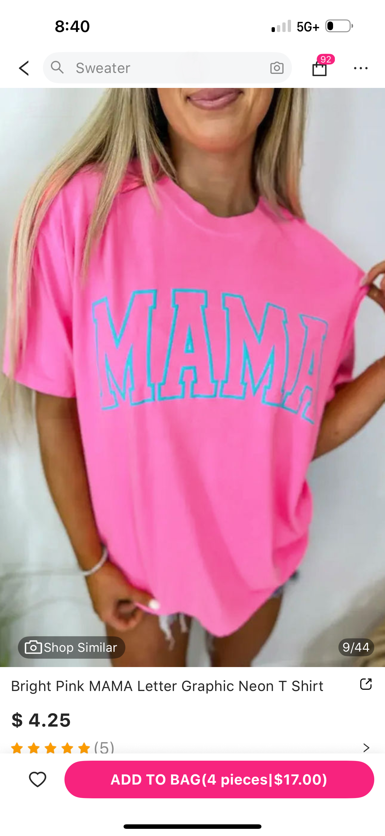 MAMA Letter Graphic Neon T Shirt