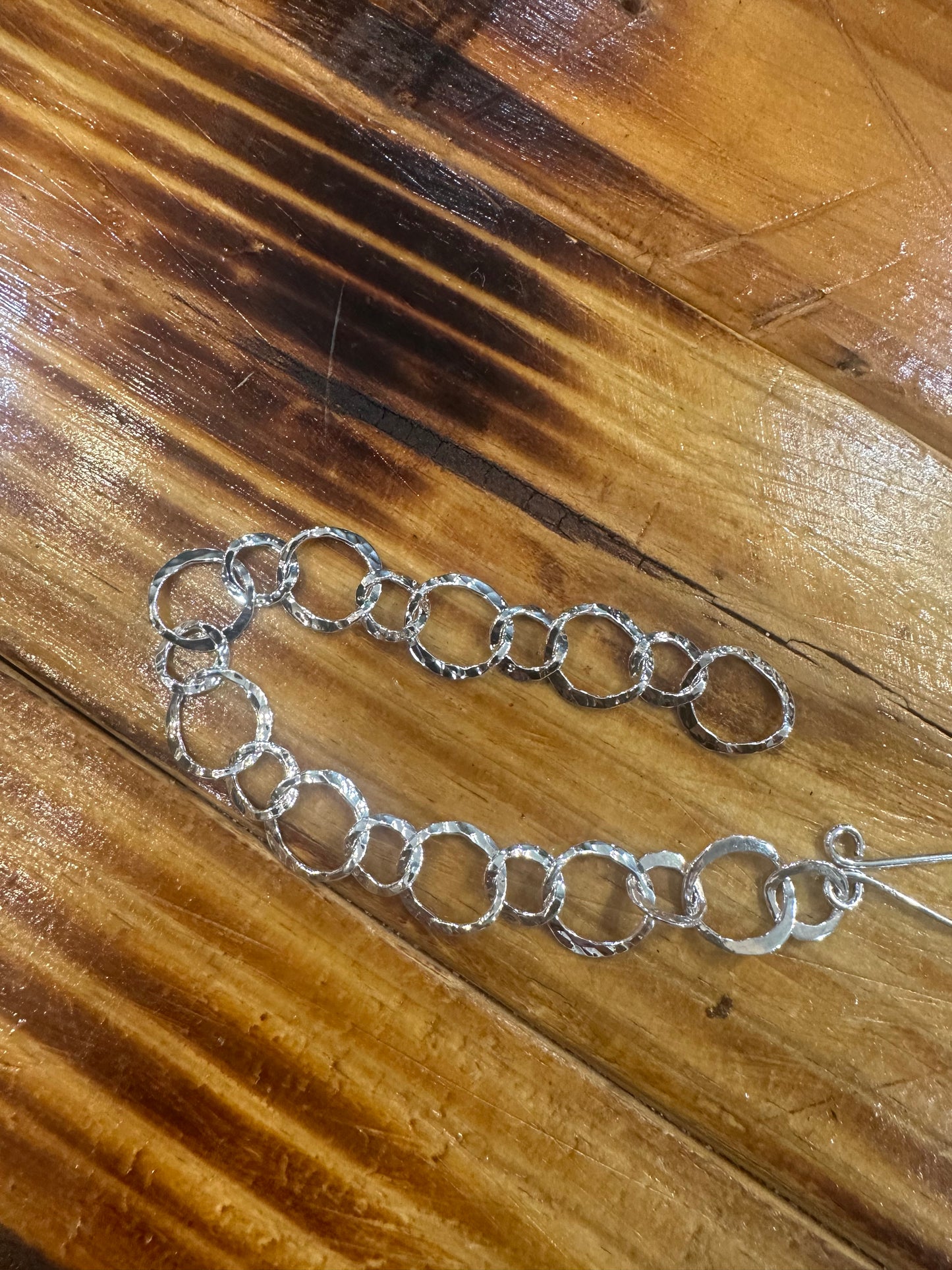 Sterling Silver Hammered Circle Bracelet