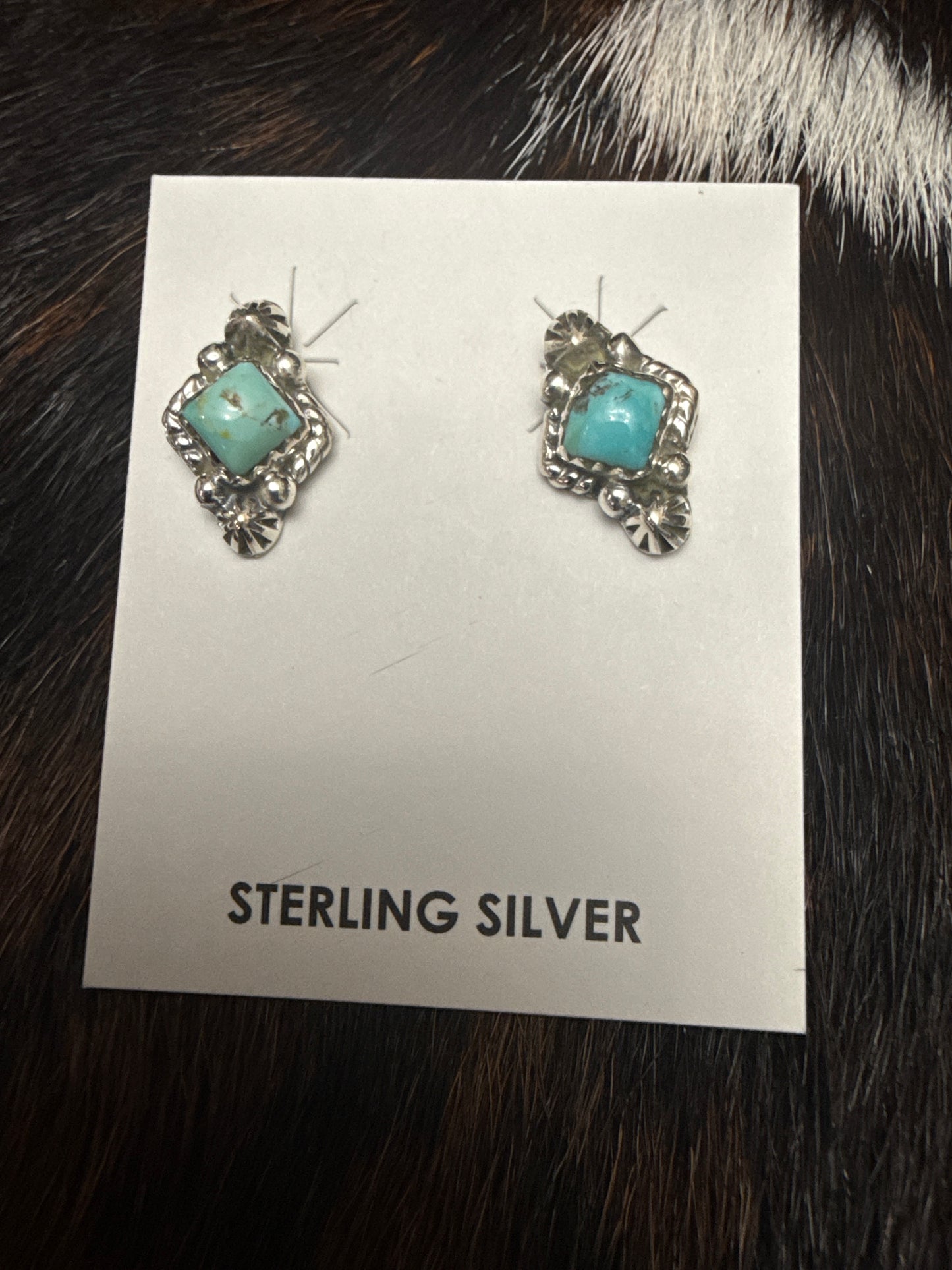 Sterling Silver Handmade Kingman Turquoise Earrings