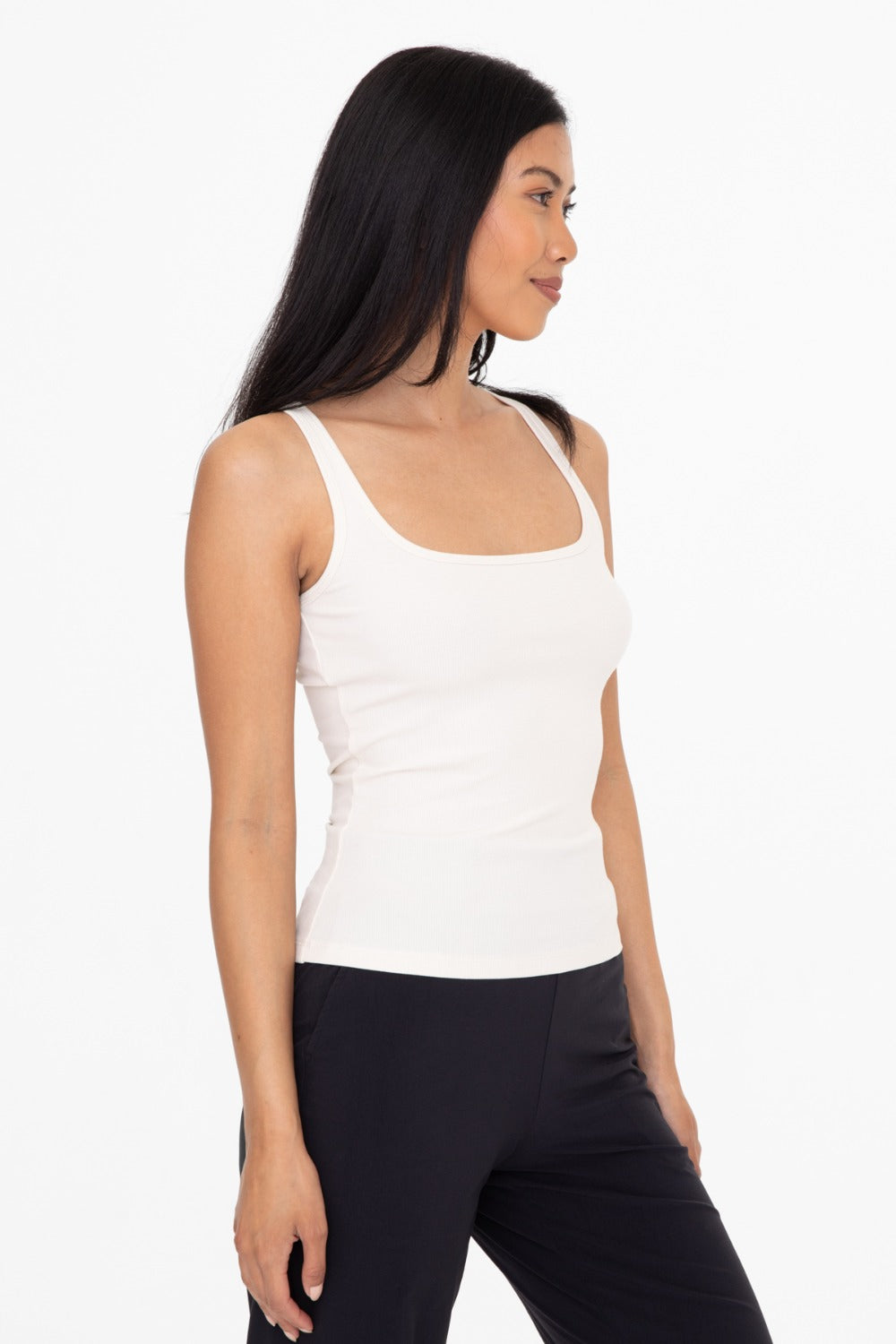 SQUARE NECK RIBBED TANK TOP