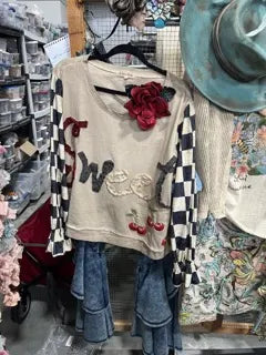 A Rare Bird - Sweet Cherry Shirt Chevked Silk Sleeve