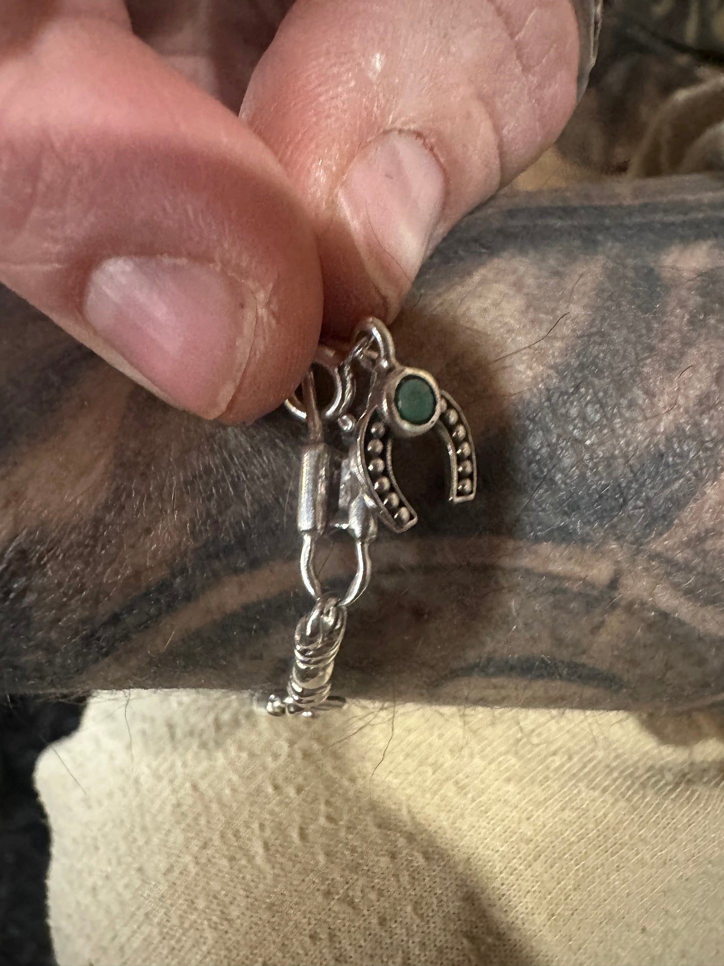 Sterling Silver Kingman Turquoise Charm HorseShoe