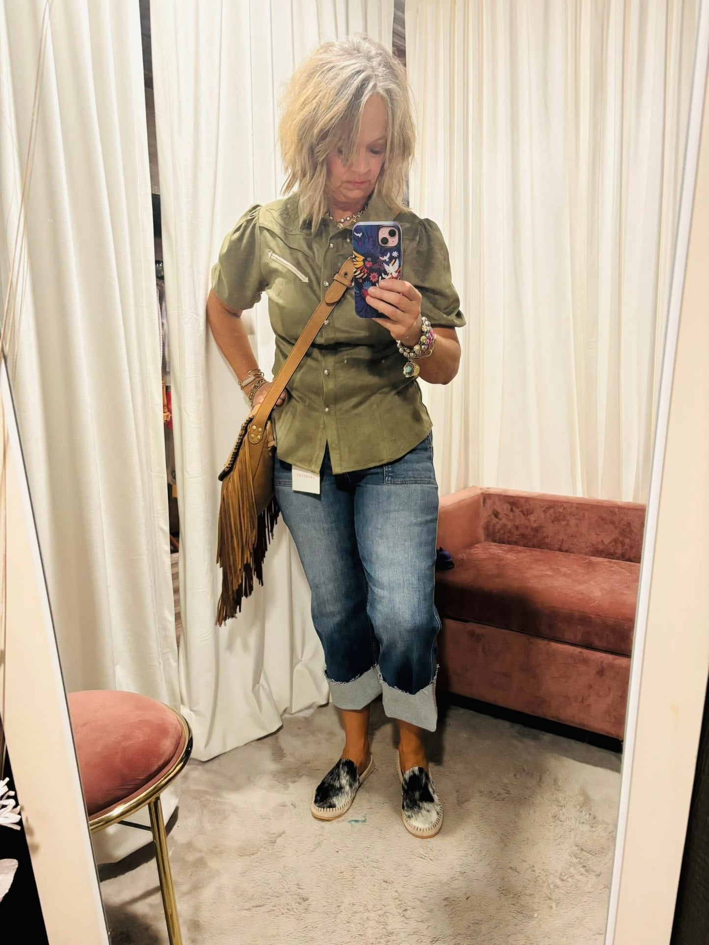 Juan Antonio - Leather Fringed Handmade Turquoise Bag Purse