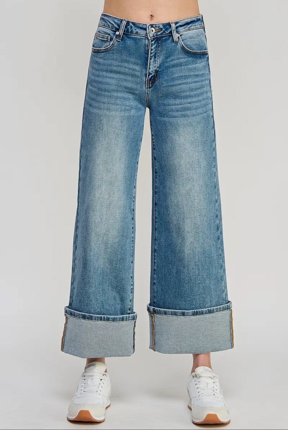 Rise Cuffed Jeans with Stretch