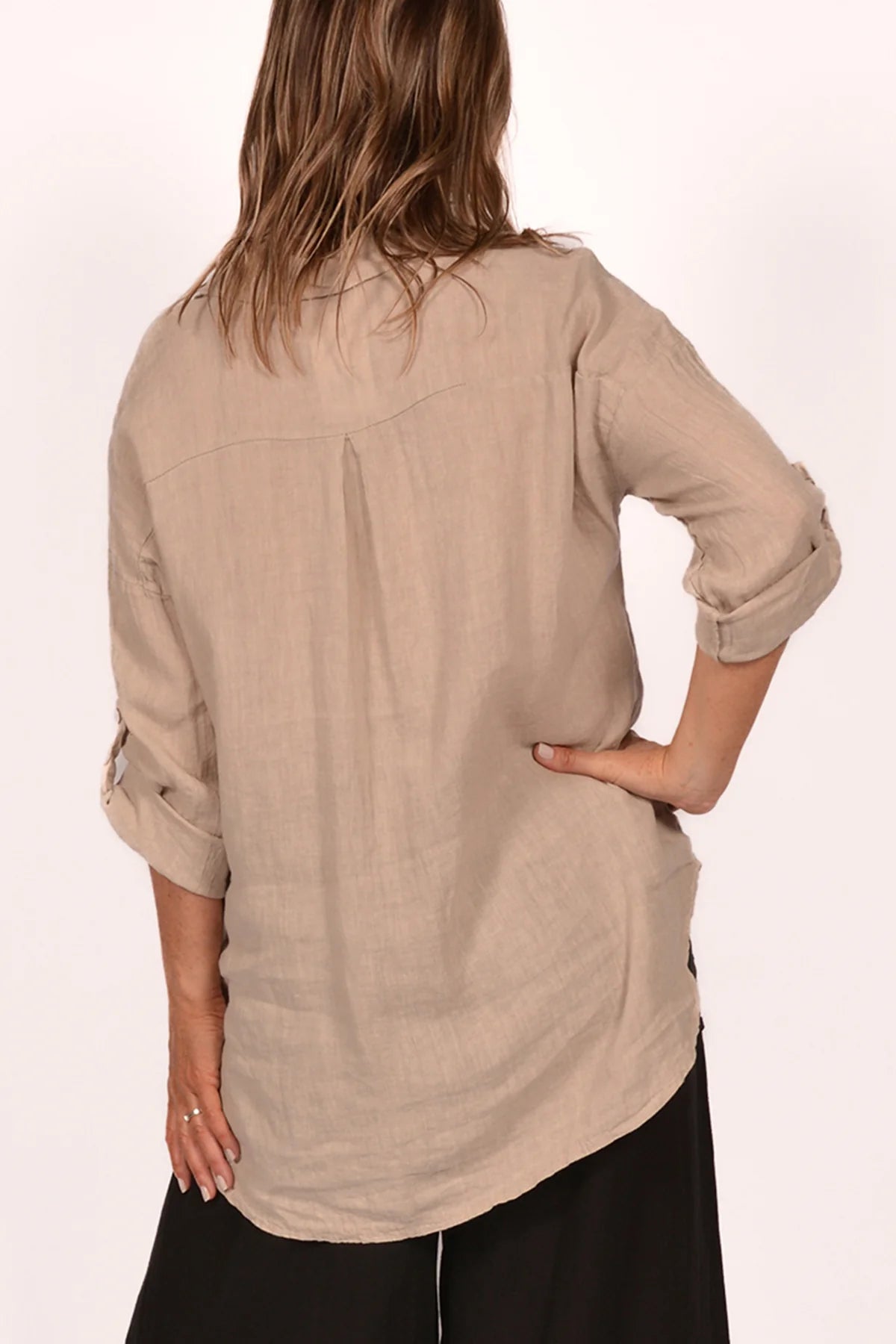LINEN BUTTON UP TOP Italy Collection O/S