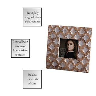 Frame - Luna Ceramic Tabletop Picture Frame, 4" x 4" Photo, Diamond