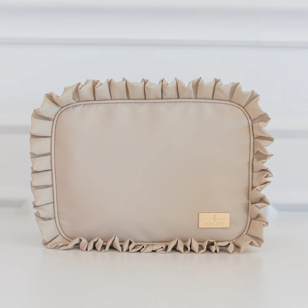HOLLIS RUFFLED NYLON XL POUCH (monogram available)