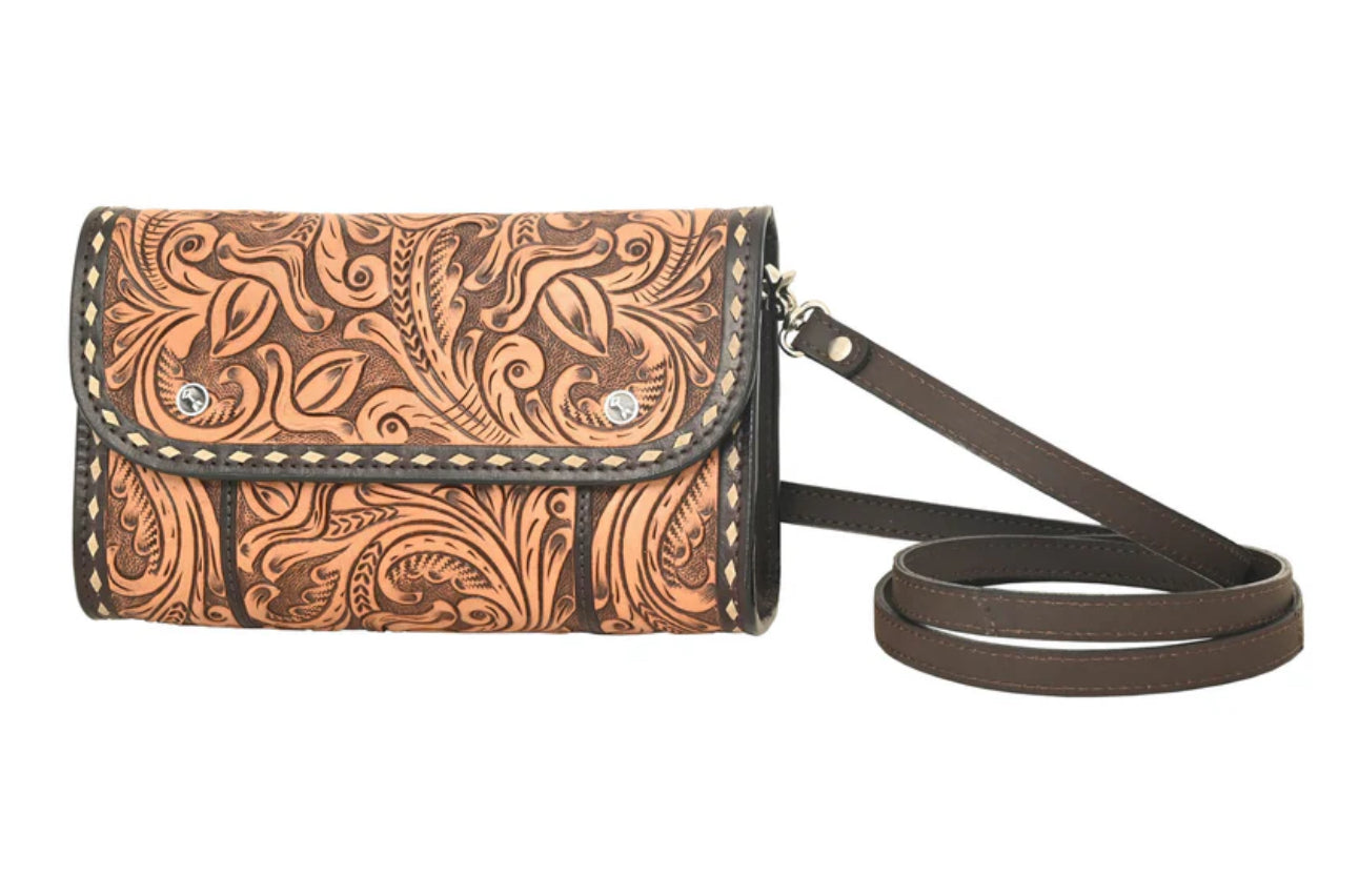Rafter T Ranch Co. Natural Tooled Leather Waist Bag/Crossbody Purse