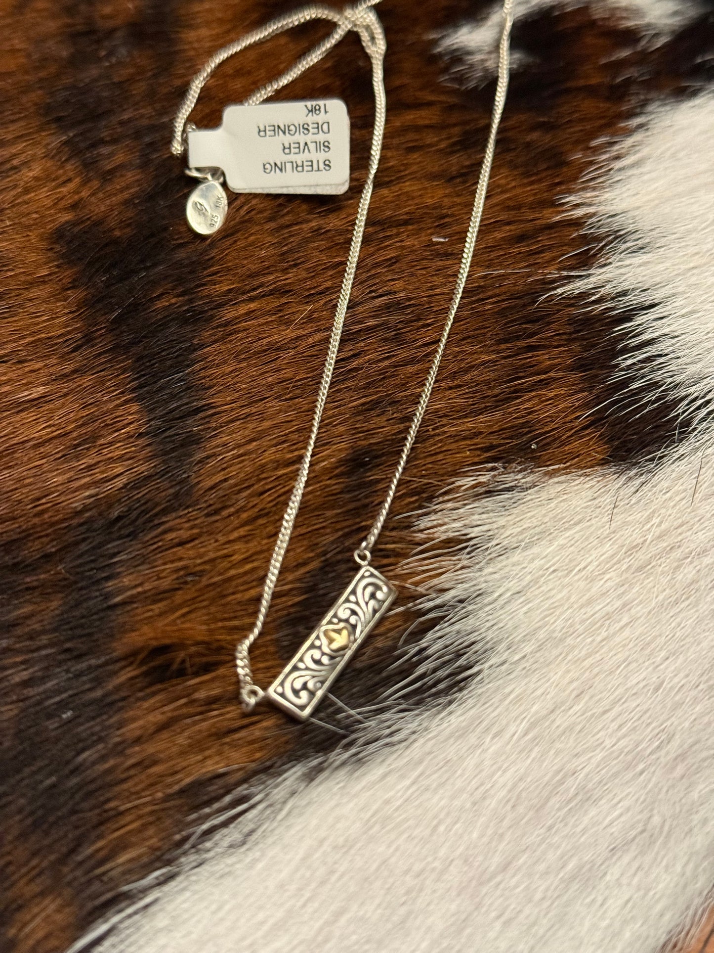 Sterling Silver & 18K Handmade Bar Necklace
