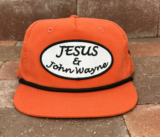 Jesus & John Wayne" Dark Orange/ Black Rope, Snapback Cap