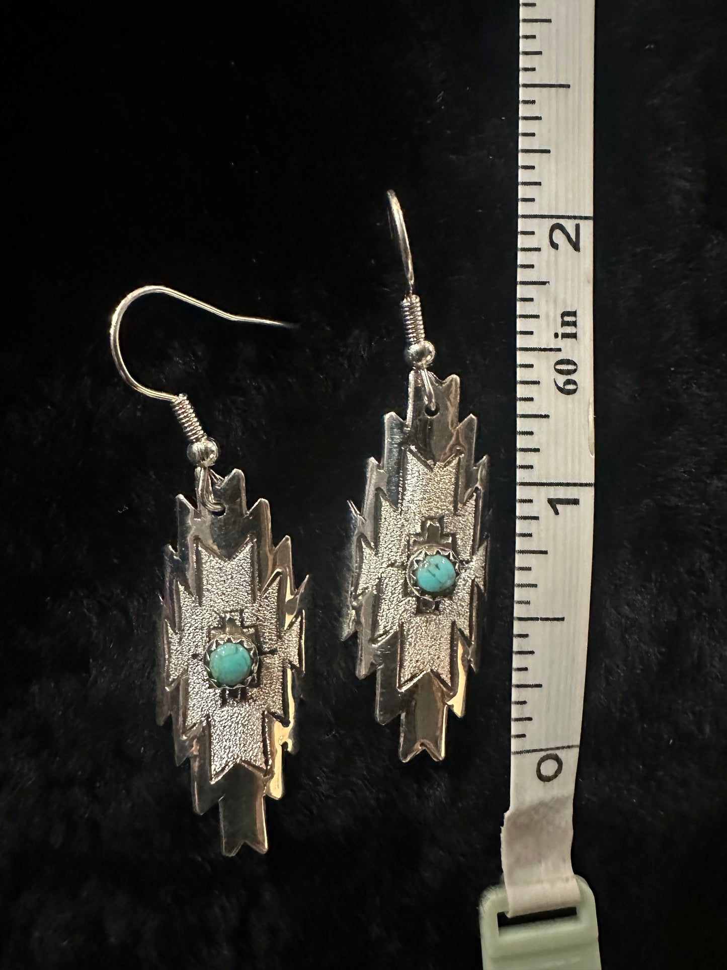 Navajo Handmade SS Kingman Turquoise Earrings