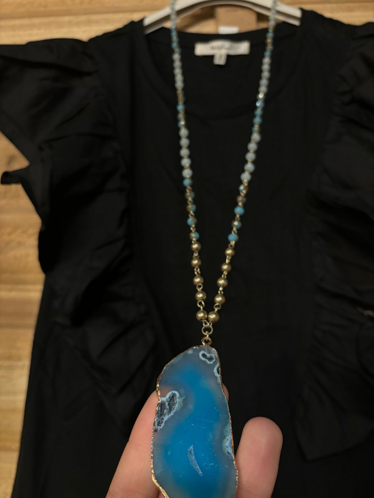 Faux Gemstone Necklace with Beads