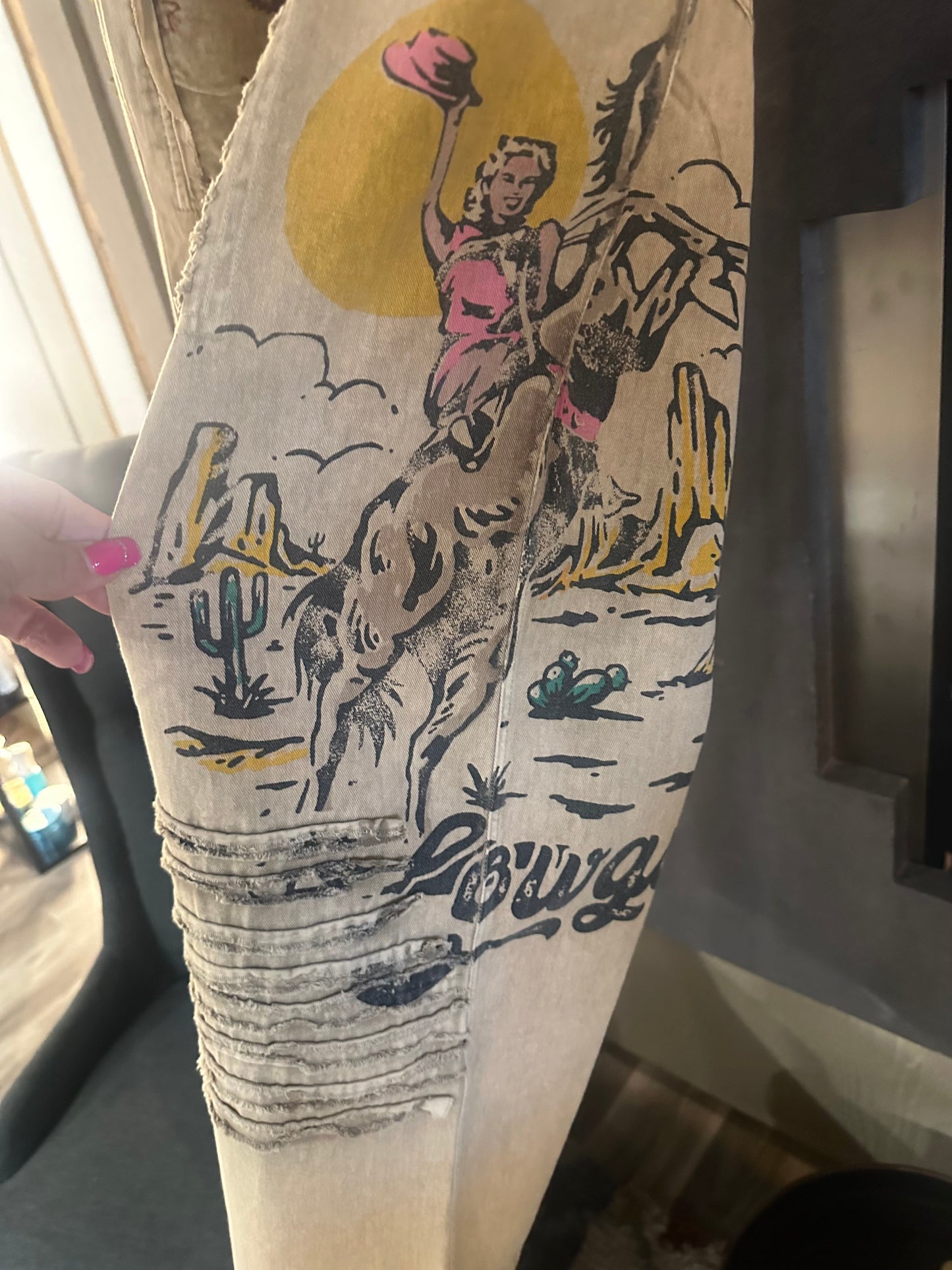 PaperLace Cowgirl Tan Denim Cropped