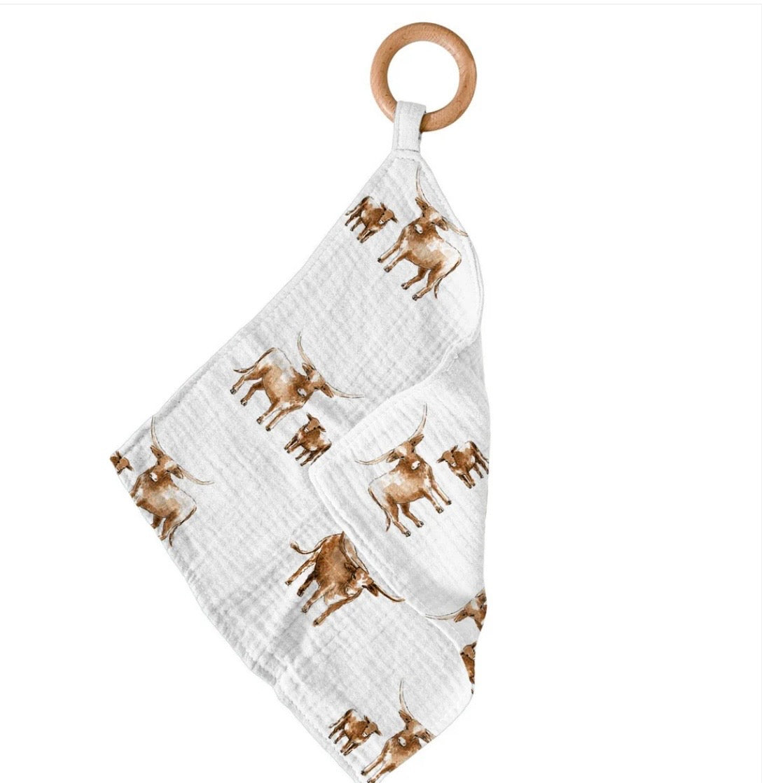 Longhorn Baby Blanket Bamboo Teether