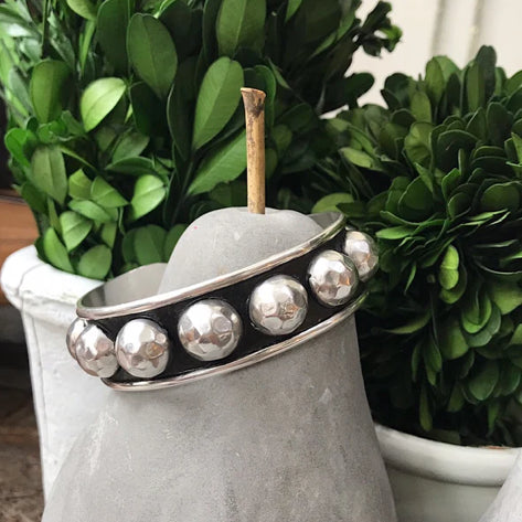 Sterling Silver Large Bead Stacker Cuff Bracelet