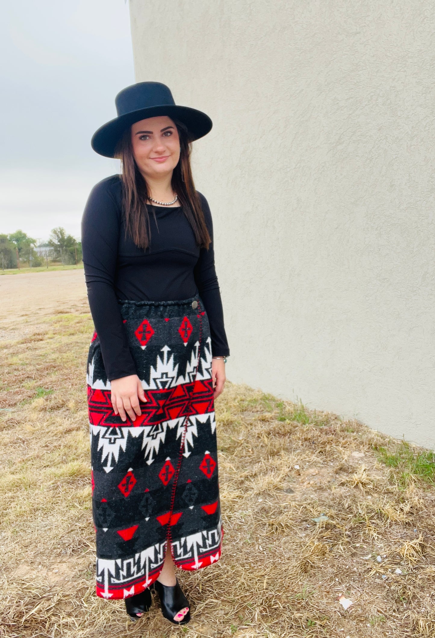 Rhonda Stark Designs Long Wrap Skirt - Charcoal Montezuma