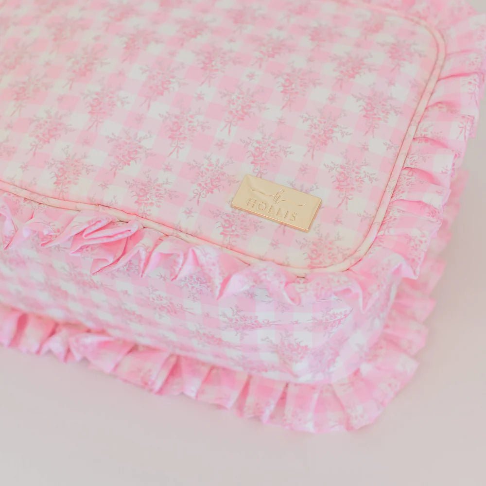 HOLLIS RUFFLED NYLON XL POUCH (monogram available)