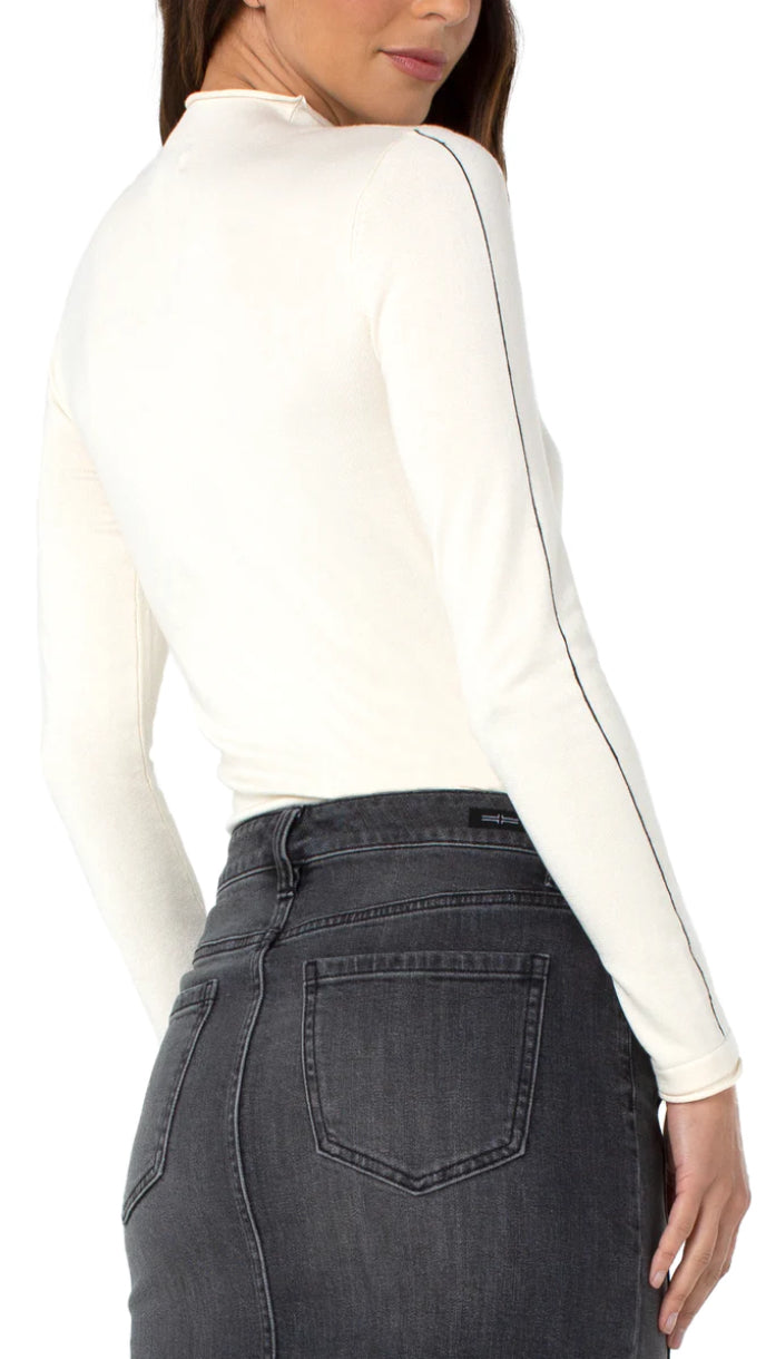 Liverpool MOCK NECK ROLLED HEM LONG SLEEVE SWEATER