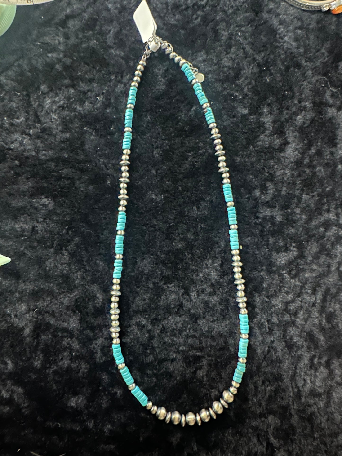 Sterling Silver Kingman Turquoise Necklace 4-6mm