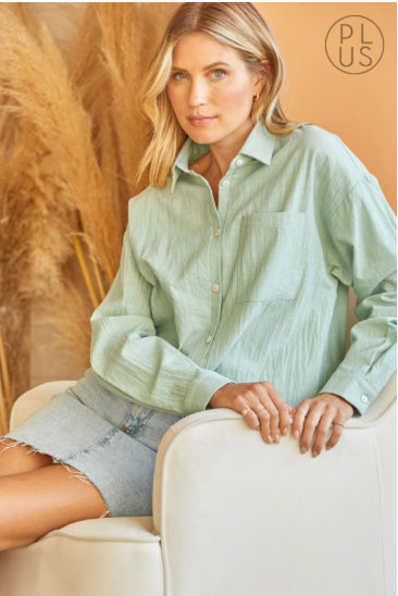 Savanna Jane - Andree’ by Unit - Casual Sage Button Down Long Sleeve
