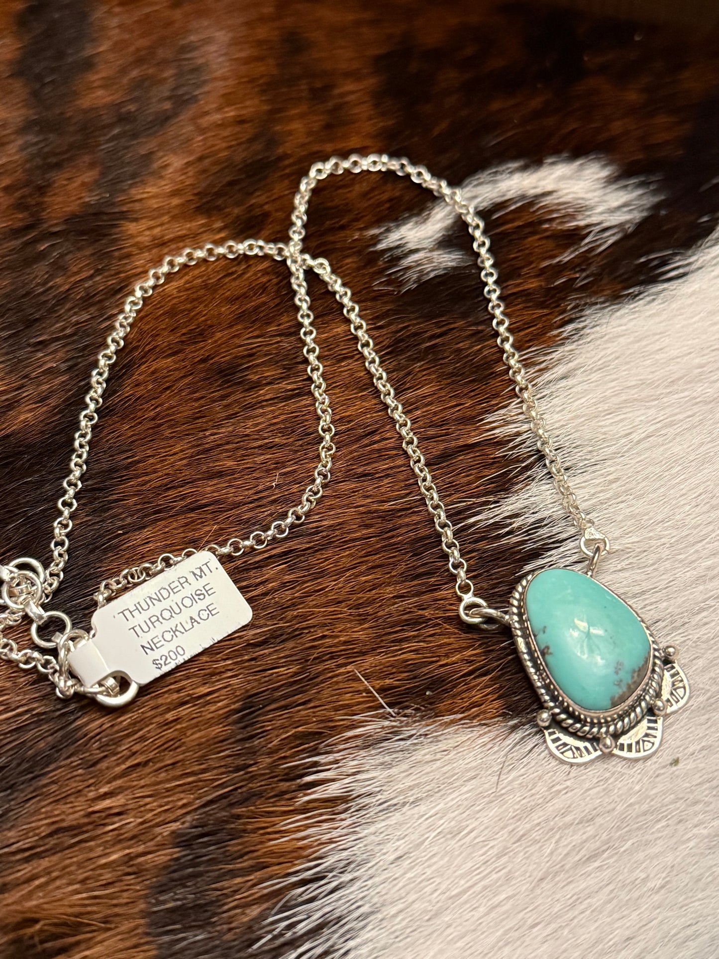 Sterling Silver Handmade Kingman Turquoise Necklace