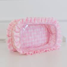 HOLLIS RUFFLED NYLON LARGE CLEAR WINDOW POUCH (monogram available)