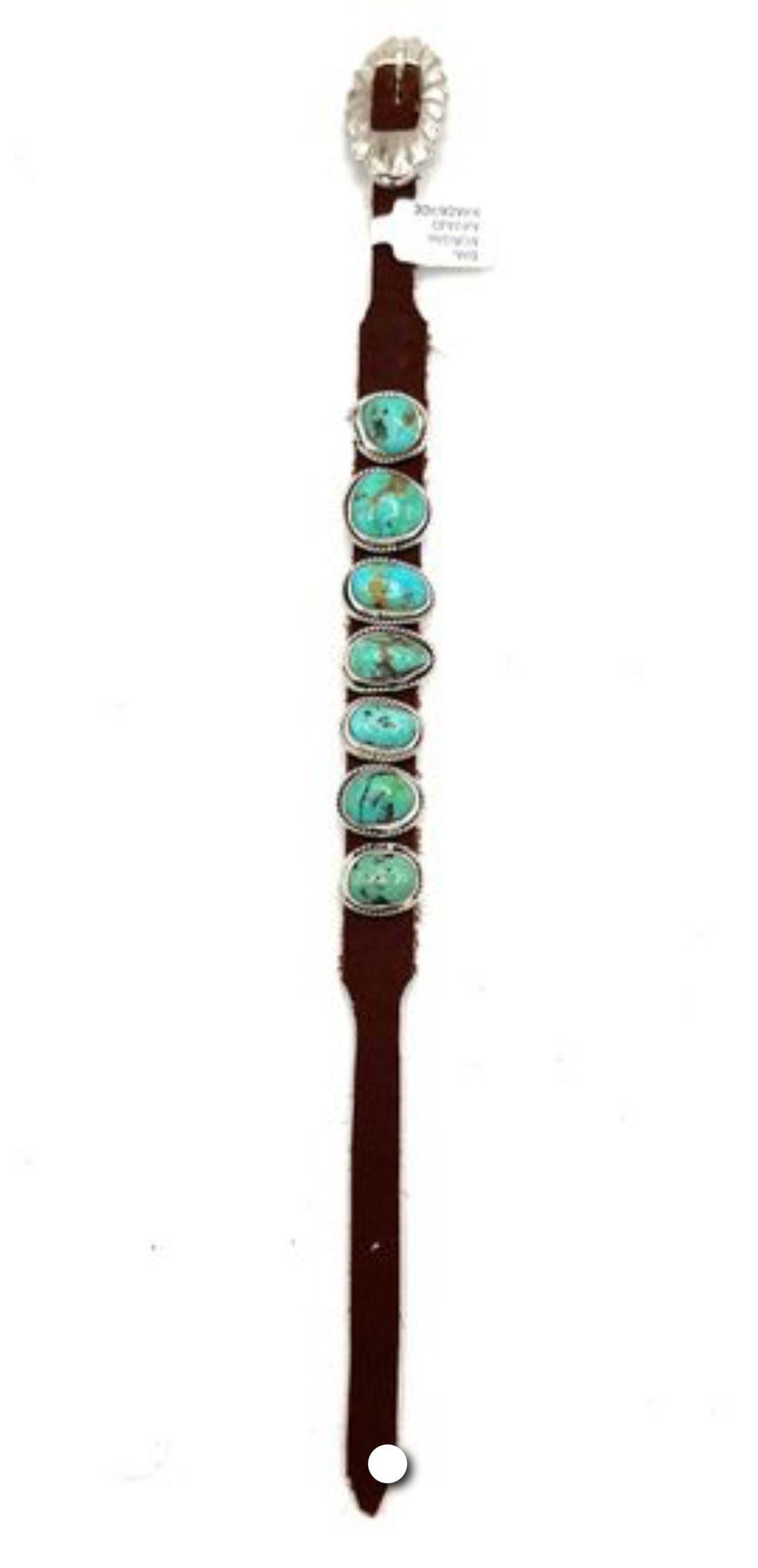 Navajo Handmade Kingman Turquoise Leather Bracelet - Dan Morgan