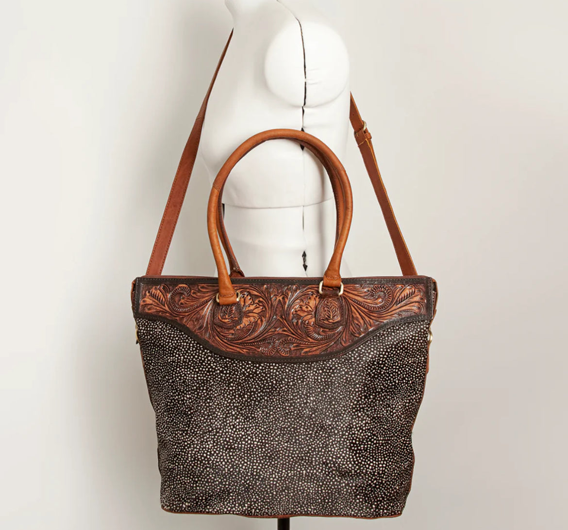 American Darling Tote Genuine Western Leather Women Bag Printed Hair-on Purse