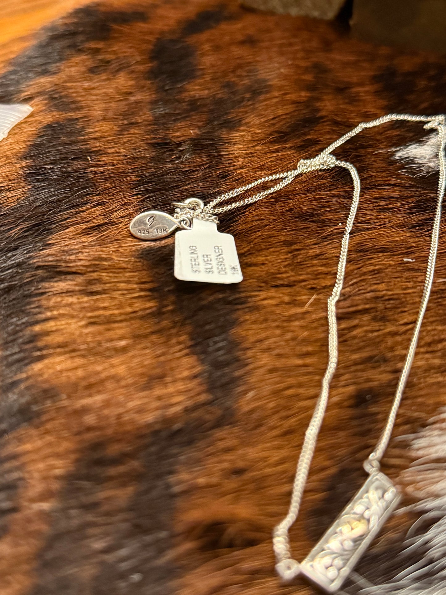Sterling Silver & 18K Handmade Bar Necklace