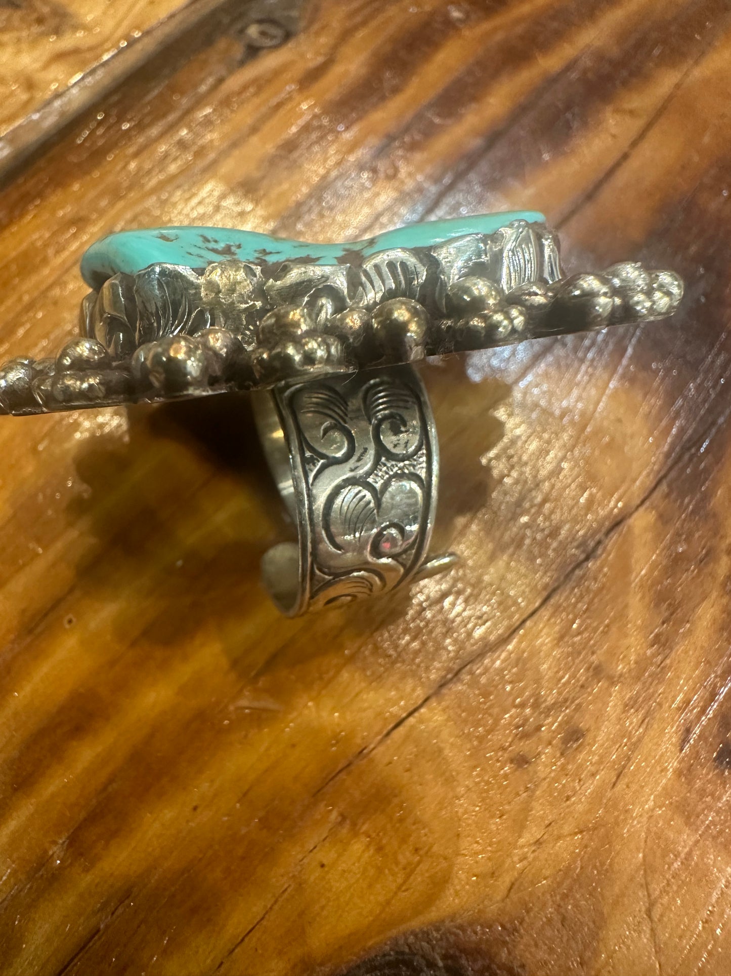 Tibetan Handmade Large Turquoise Adjustable Ring
