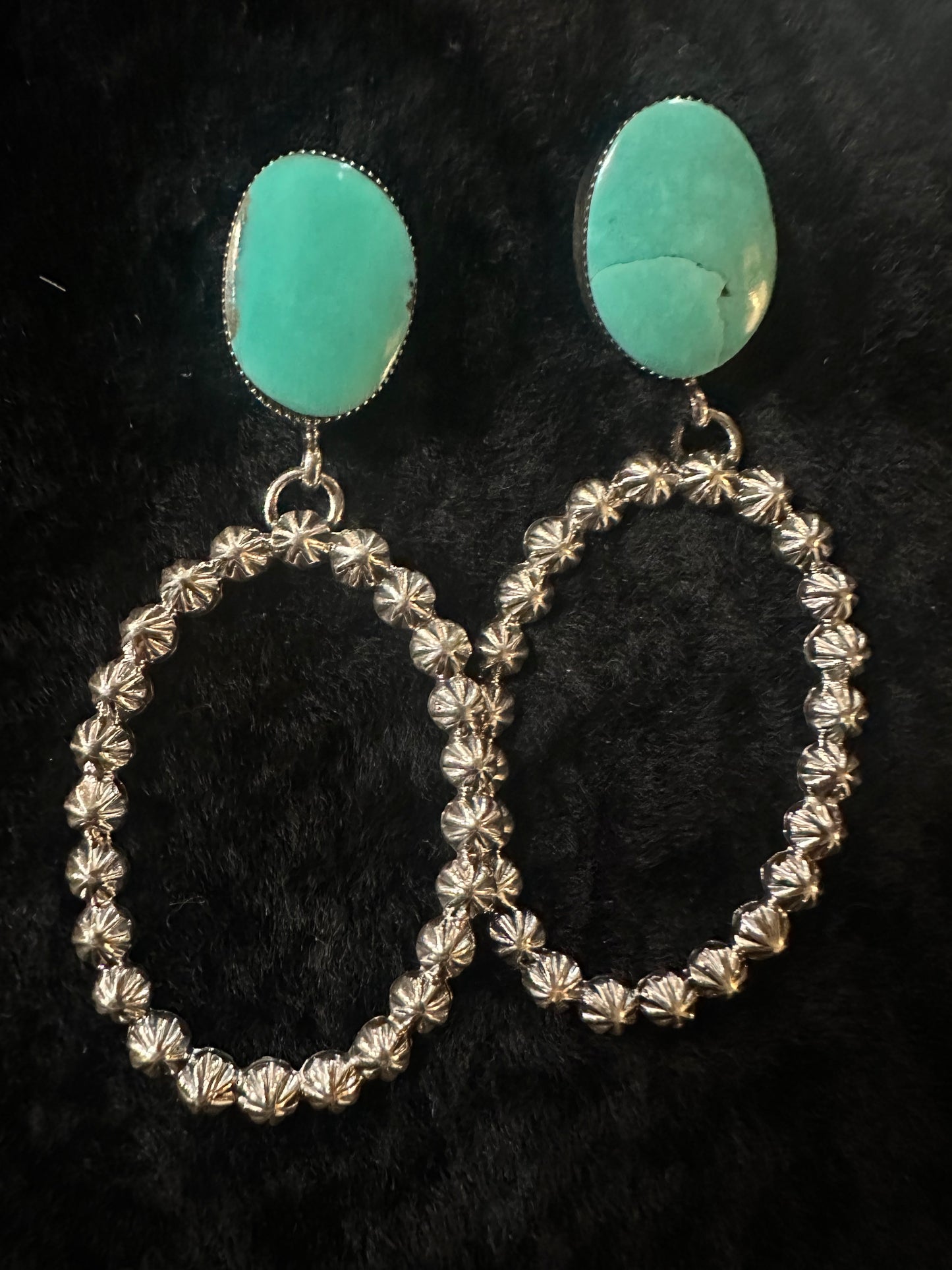 Navajo Handmade Sterling Silver Kingman Turquoise Charlene Yazzie