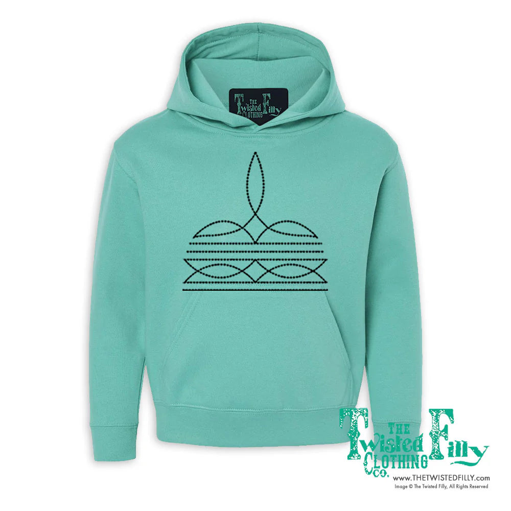Boot Stitch - Youth Hoodie - Turquoise