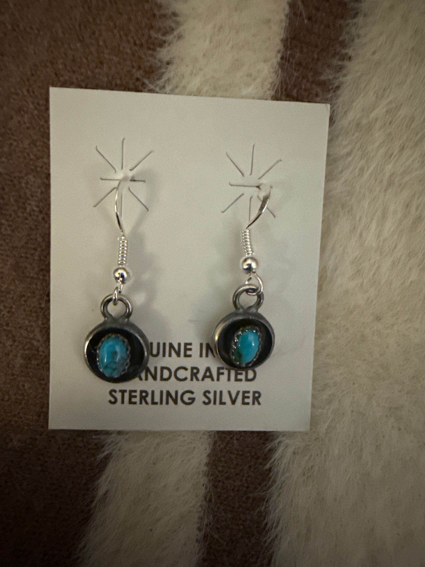 Navajo Indian Handmade Sterling Silver Squash Blossom with Earrings