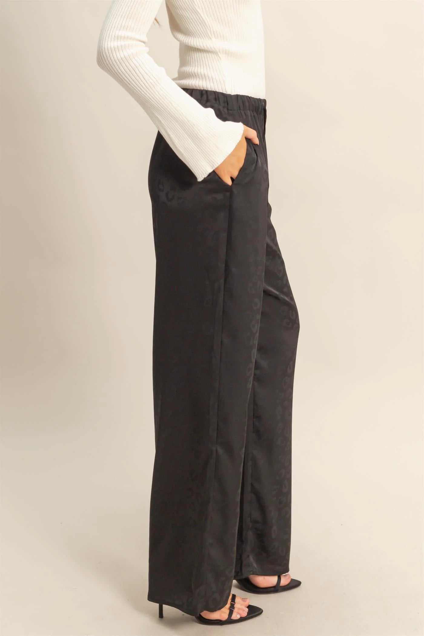 Leopard Print Wide-Leg Drawstring Pants