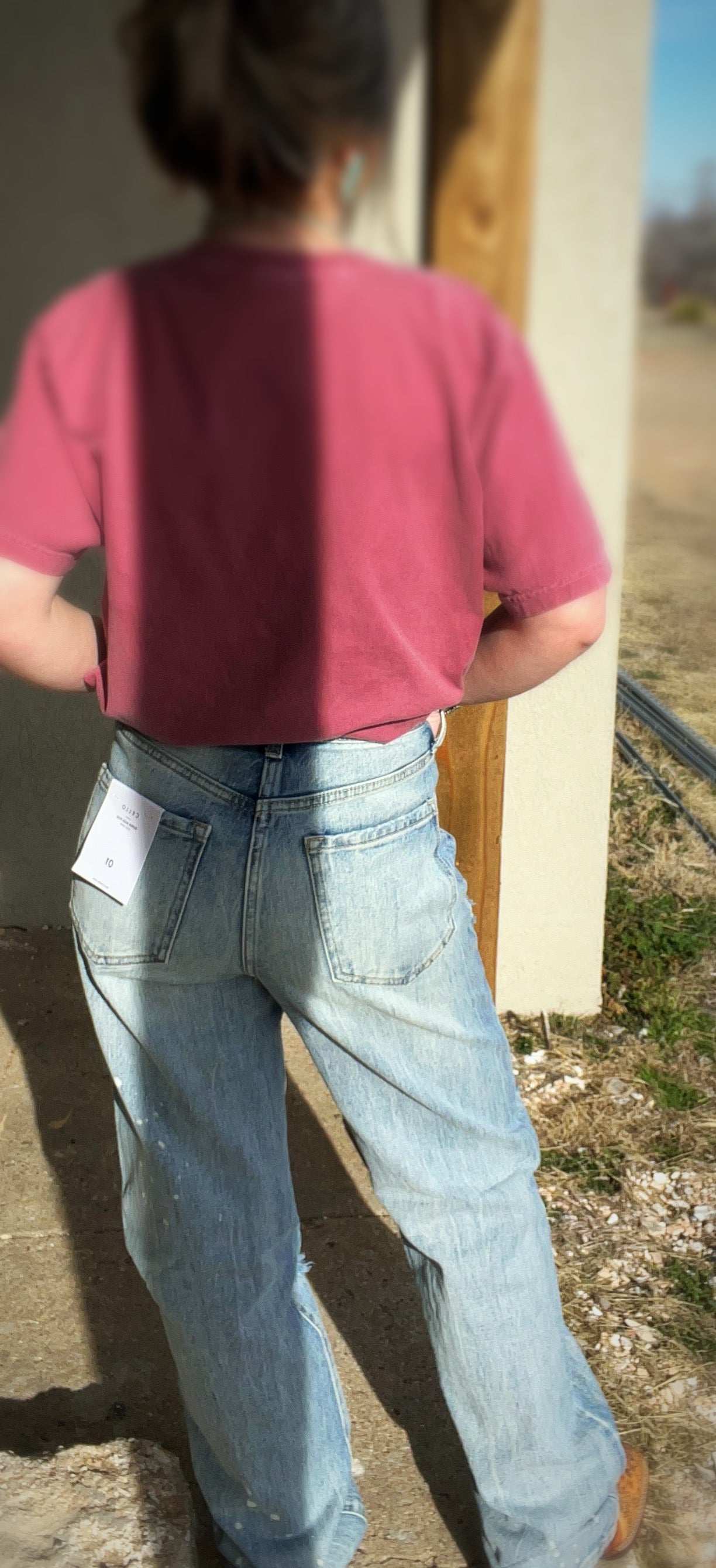 Cello Super High Rise Dad Jeans with Bleach Splatter Detail