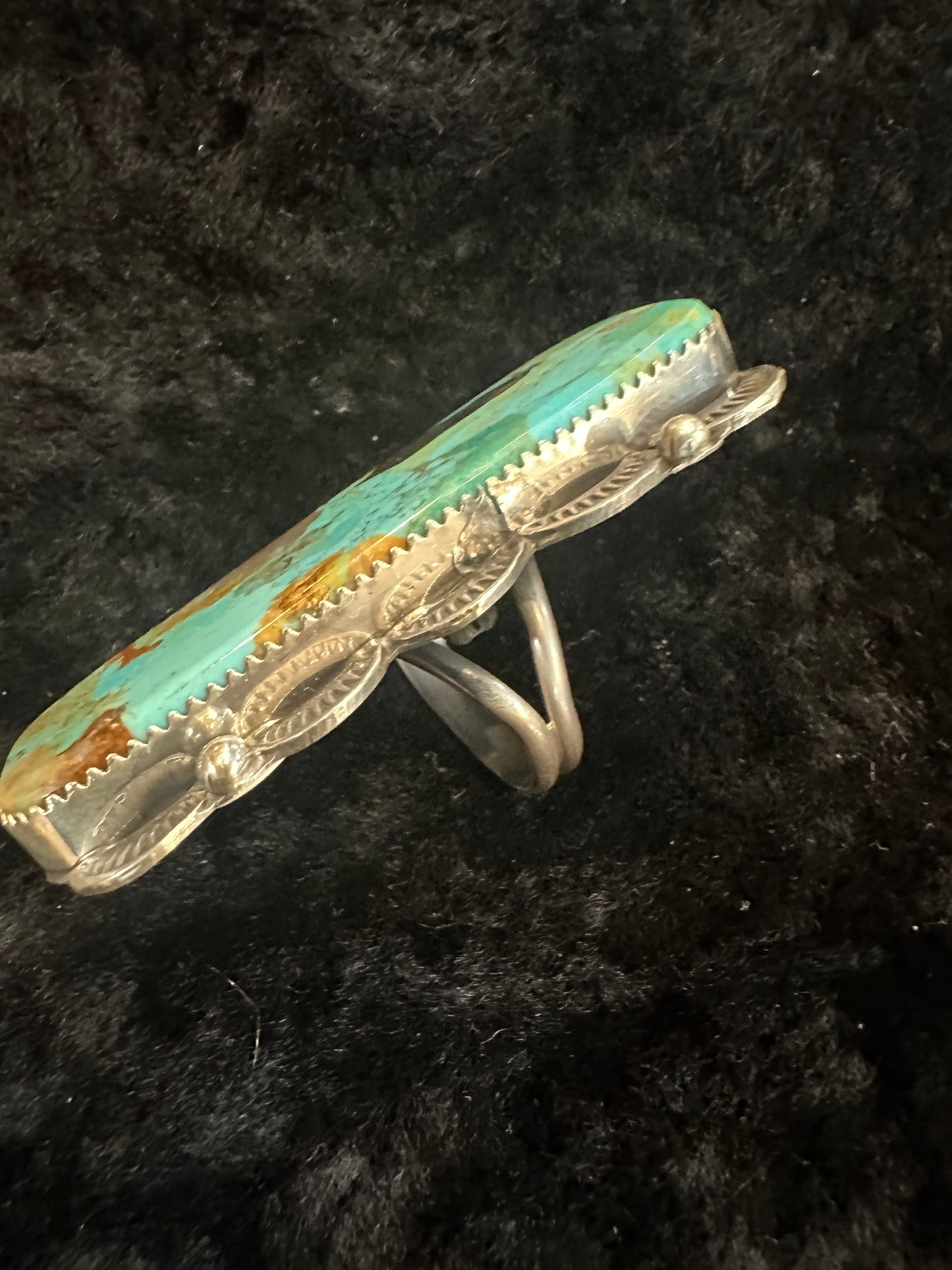 Sterling Silver Navajo Marked Handmade Kingman Adjustable Ring
