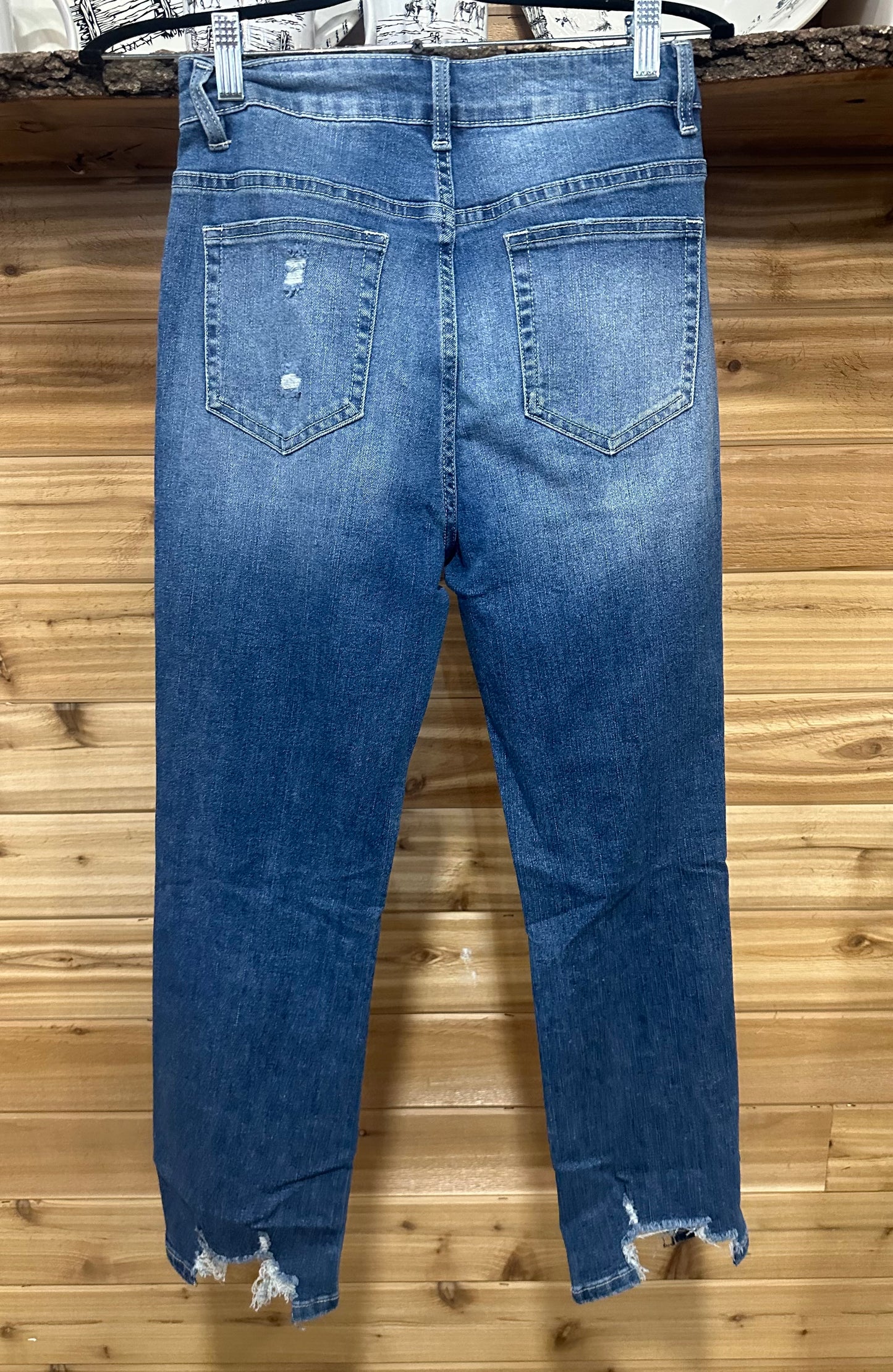 Sky Blue Ripped Knee Hole High Waist Jeans