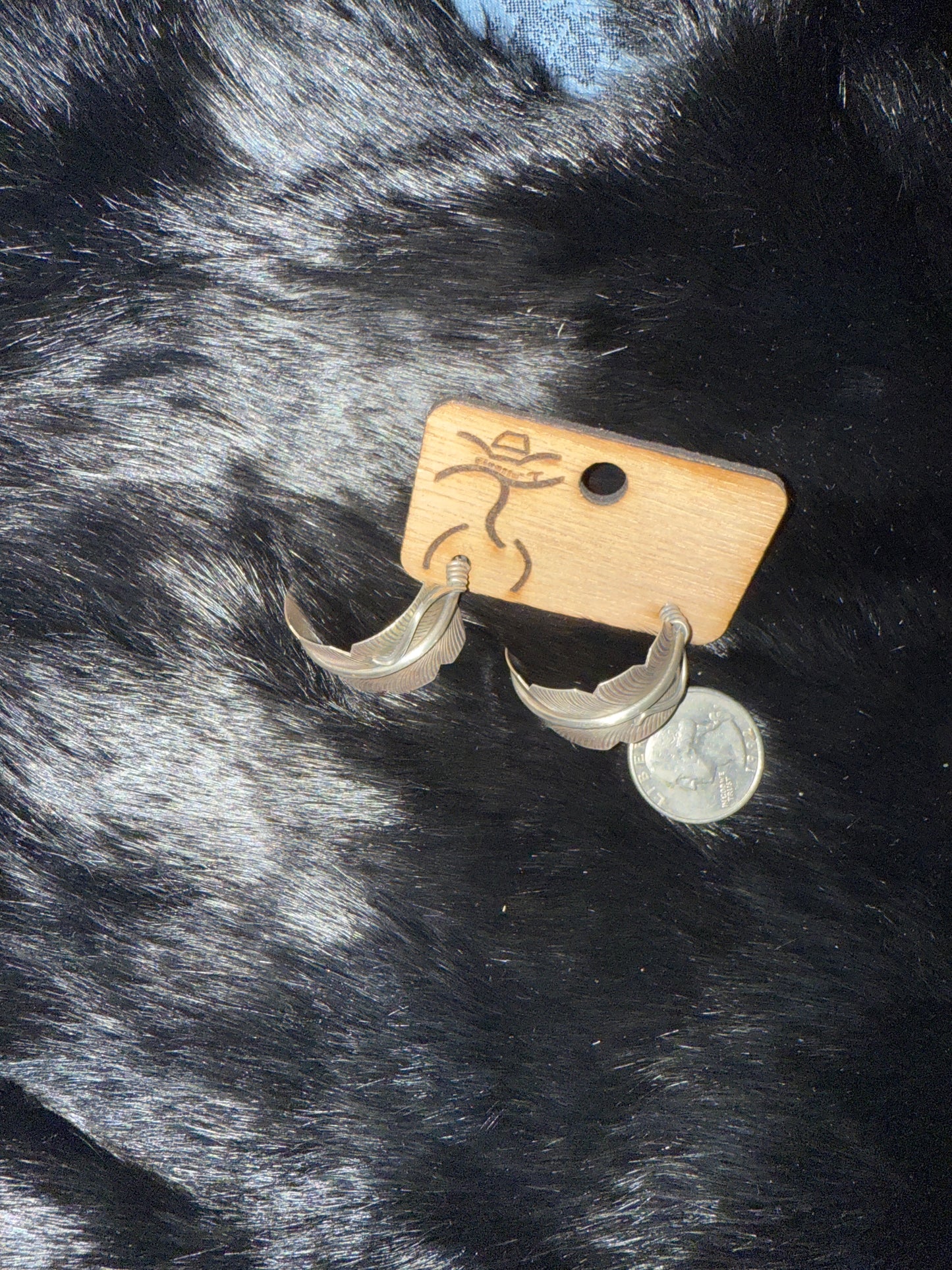 Marked “CC” Handmade Navajo Sterling Silver Feather Earrings