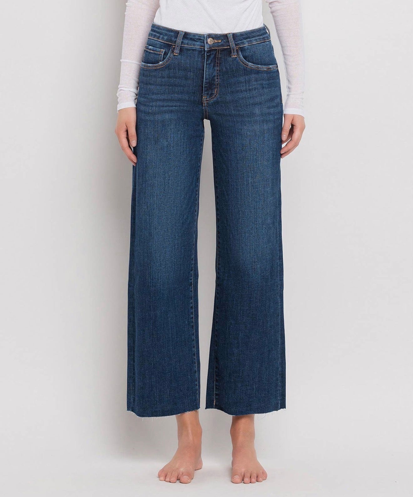Lovervet Tummy Control Mid Rise Dark Wash Wide Leg Jeans