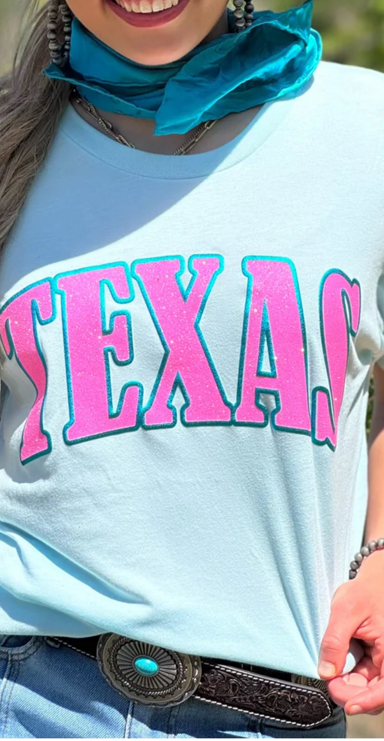 Texas In Glitter With Metallic Puff Tee