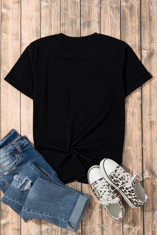 Black Crew Neck Tee Boot Stitch