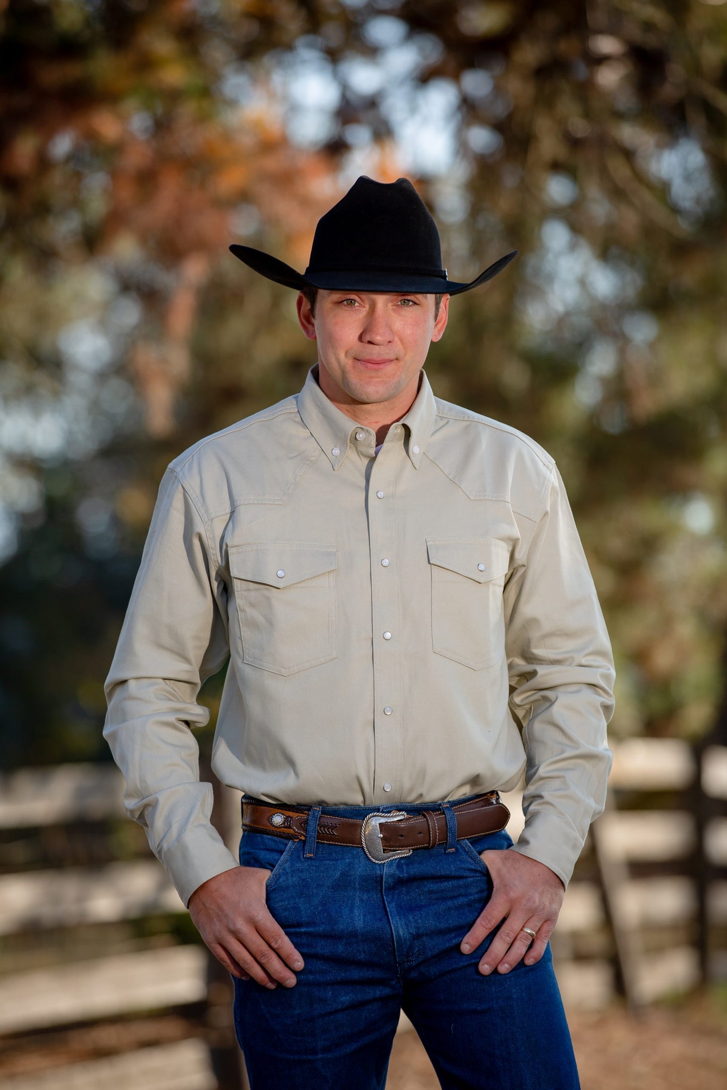Wyoming Traders Men’s 100% Cotton Twill Shirt Pearlsnap