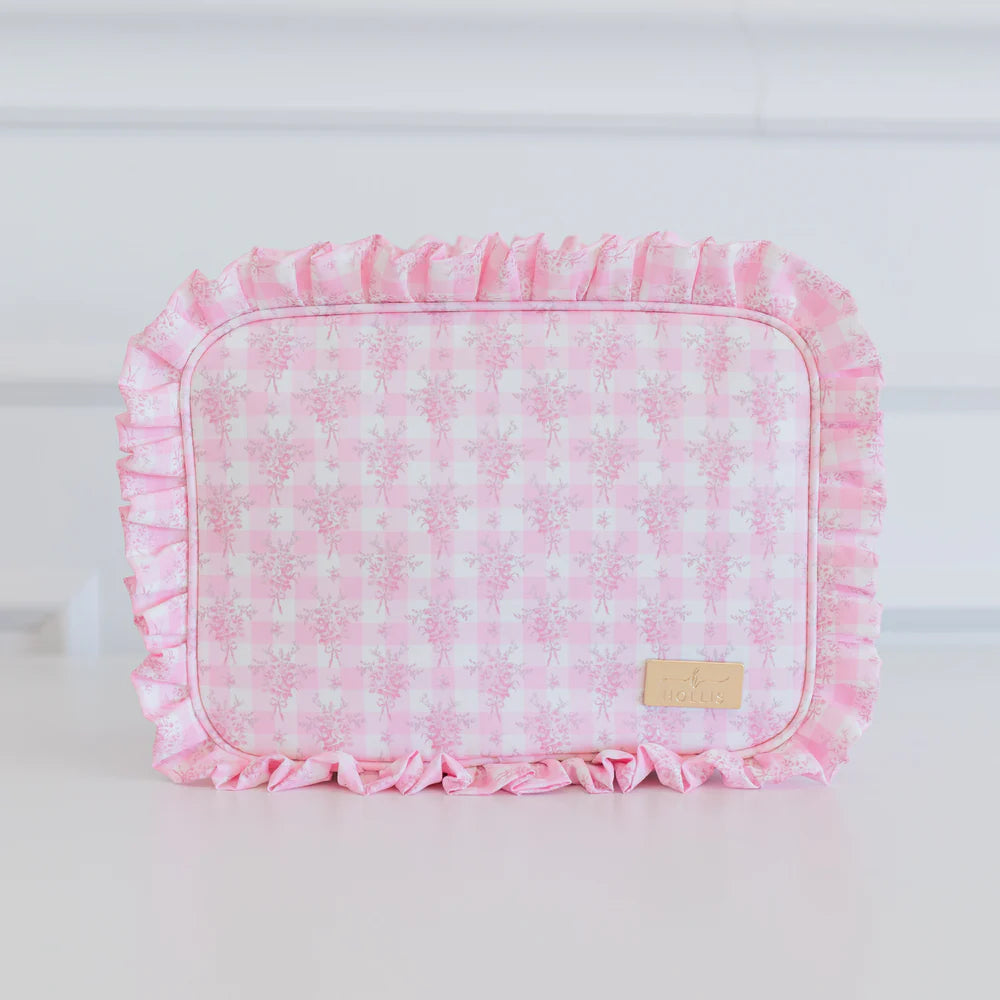 HOLLIS RUFFLED NYLON XL POUCH (monogram available)