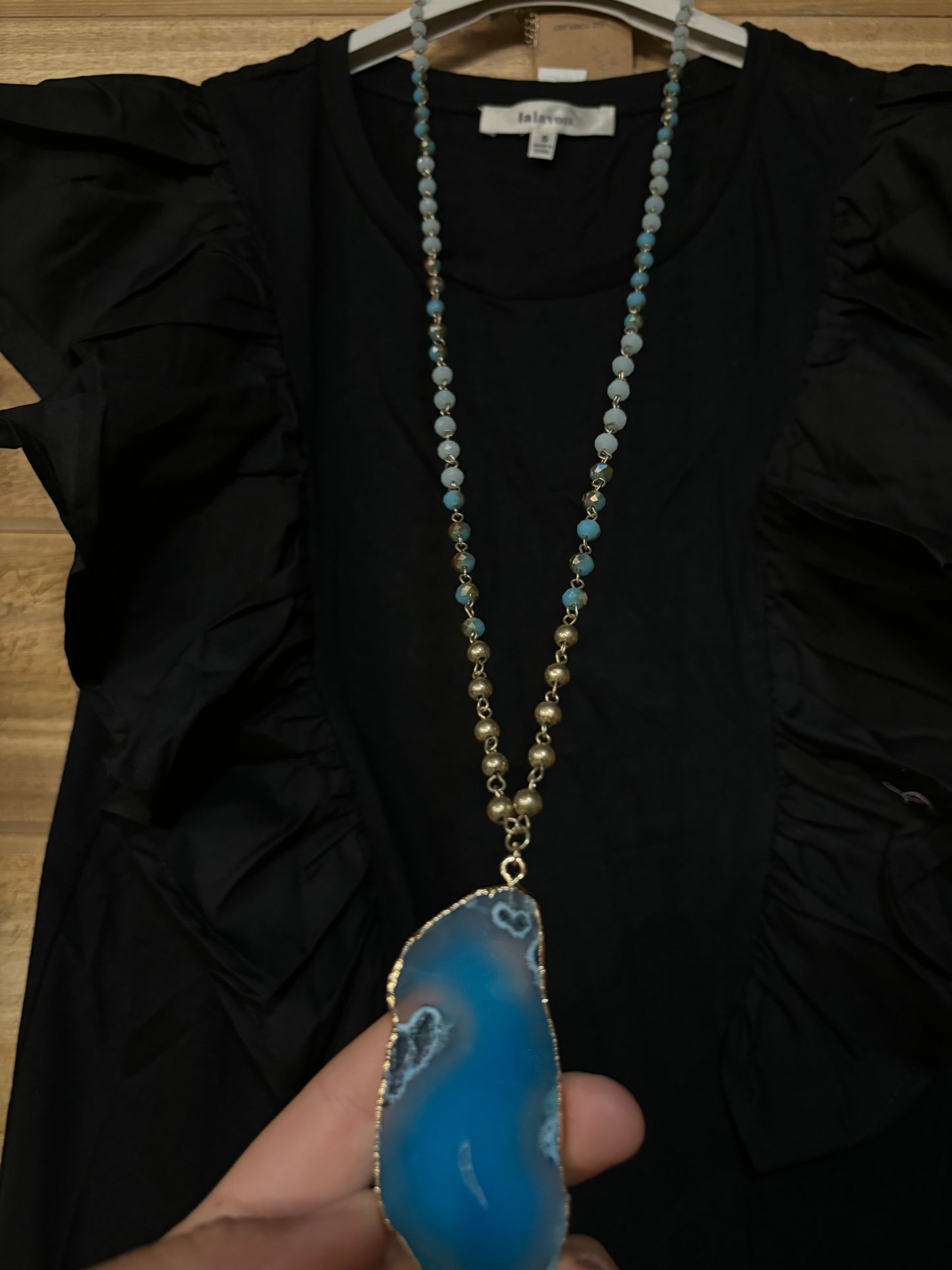 Faux Gemstone Necklace with Beads