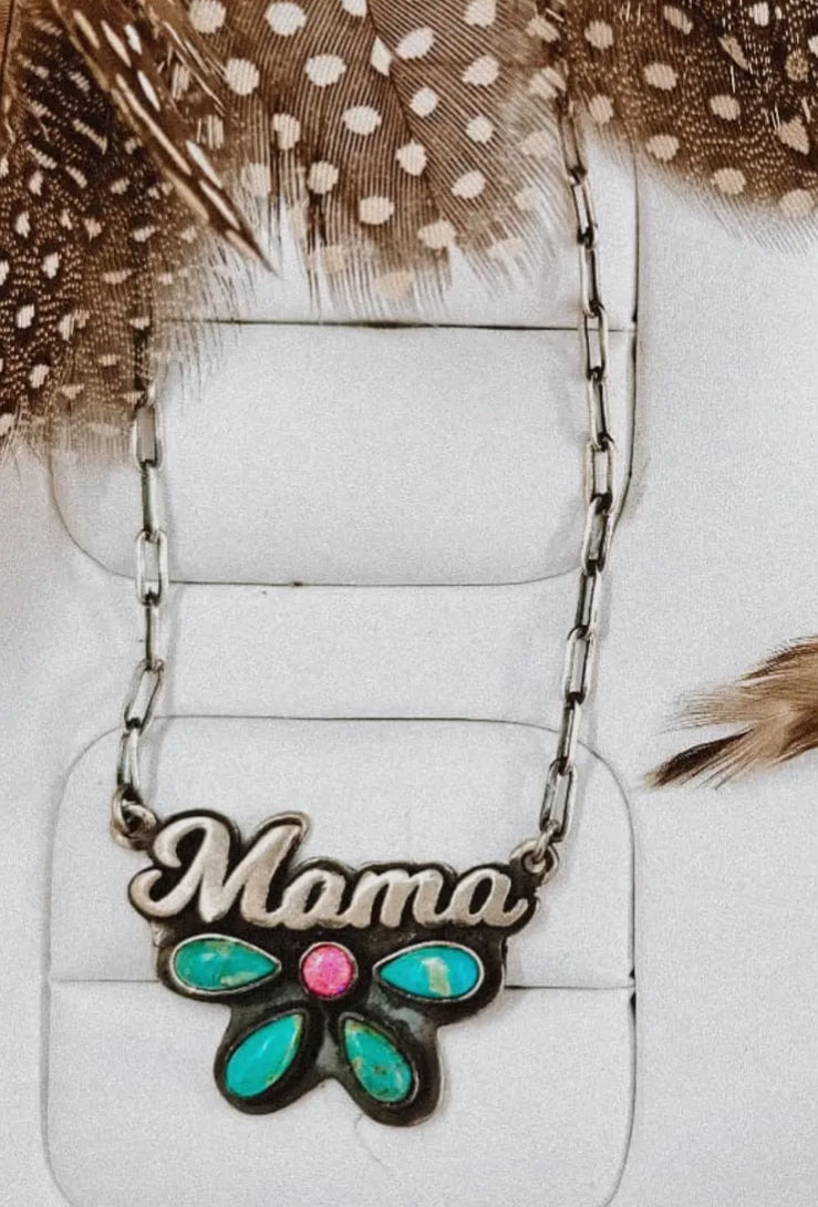 Mama Sterling Silver & Turquoise Necklace