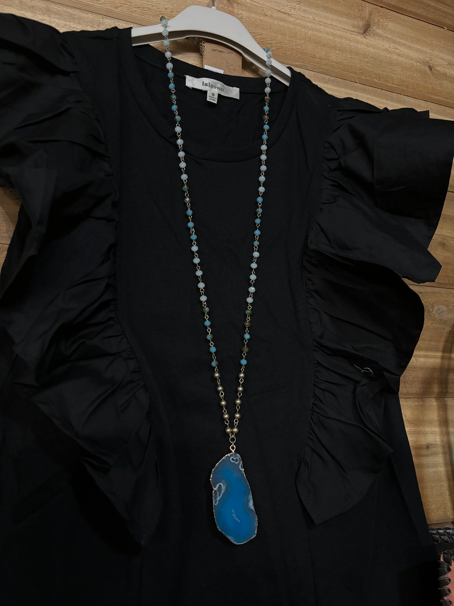 Faux Gemstone Necklace with Beads