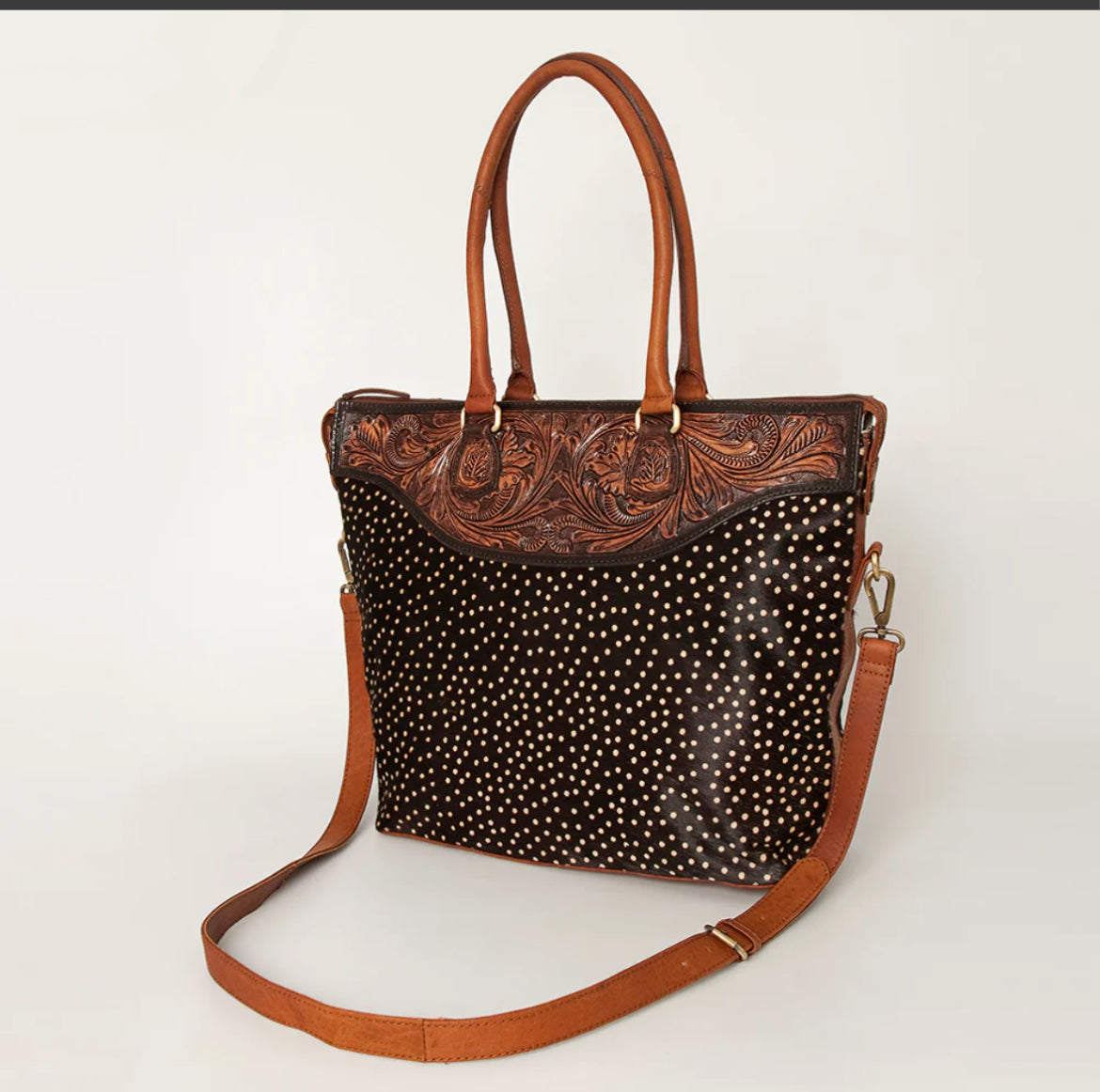 American Darling Tote Genuine Western Leather Women Bag Printed Hair-on Purse