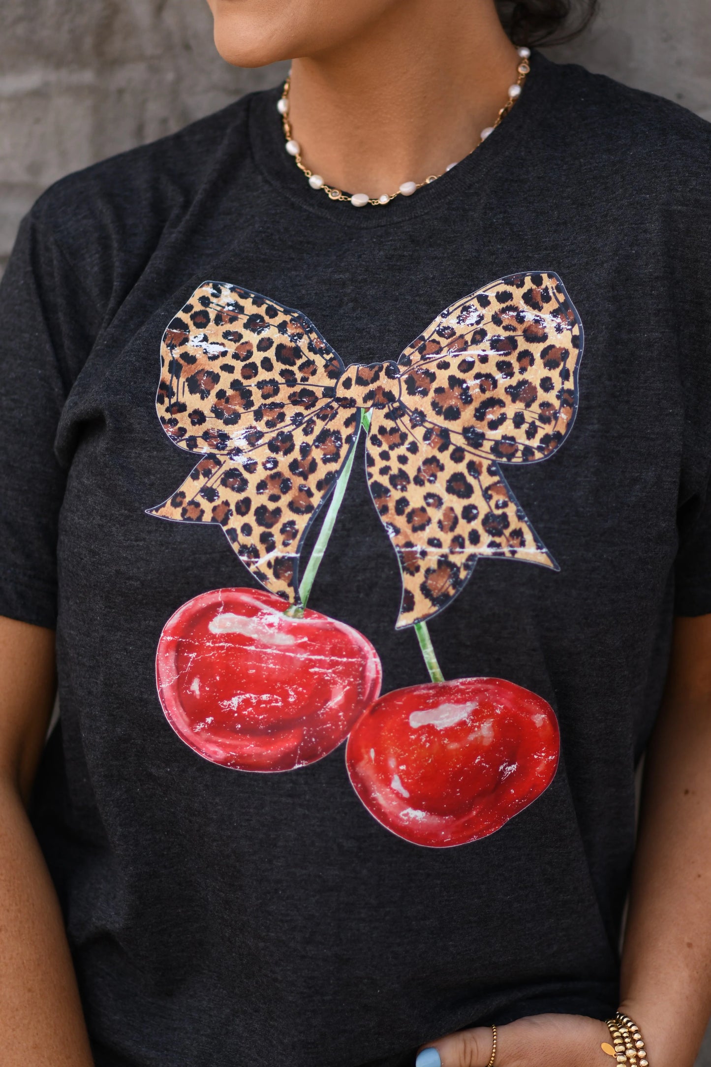 Leopard Bow and Cherry Tee